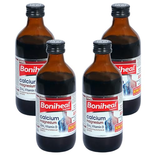 Image of AIMIL Boniheal Suspension (200ml) | Calcium Supplement with Magnesium, Zinc & Vitamin D | Herbal Tonic for Bone Health & Joint Pain Relief for Men & Women (Pack of 4)
