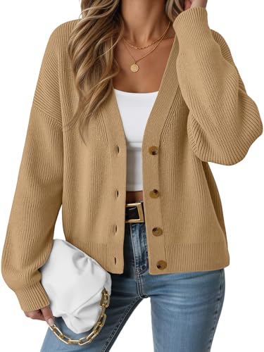 Image of LILLUSORY Womens Cardigan Sweaters 2026 Fall Oversized Lightweight Sweater | Long Sleeve Open Front, V Neck Button Down Clothing, Casual Work Clothes, Early Winter Fashion, Versatile Knit Outfits