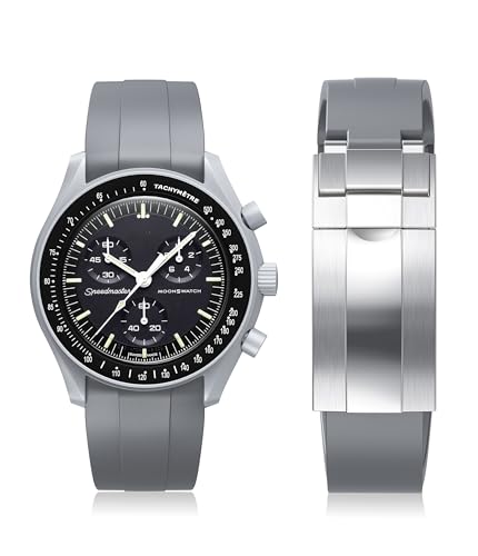 Image of Strap for Moonswatch Watch,Cut to Size No Gap Silicone Strap for Omega X Swatch Speedmaster Moonswatch Watch 20mm,Soft Curved Replacement Strap for Swatch Omega Men Women