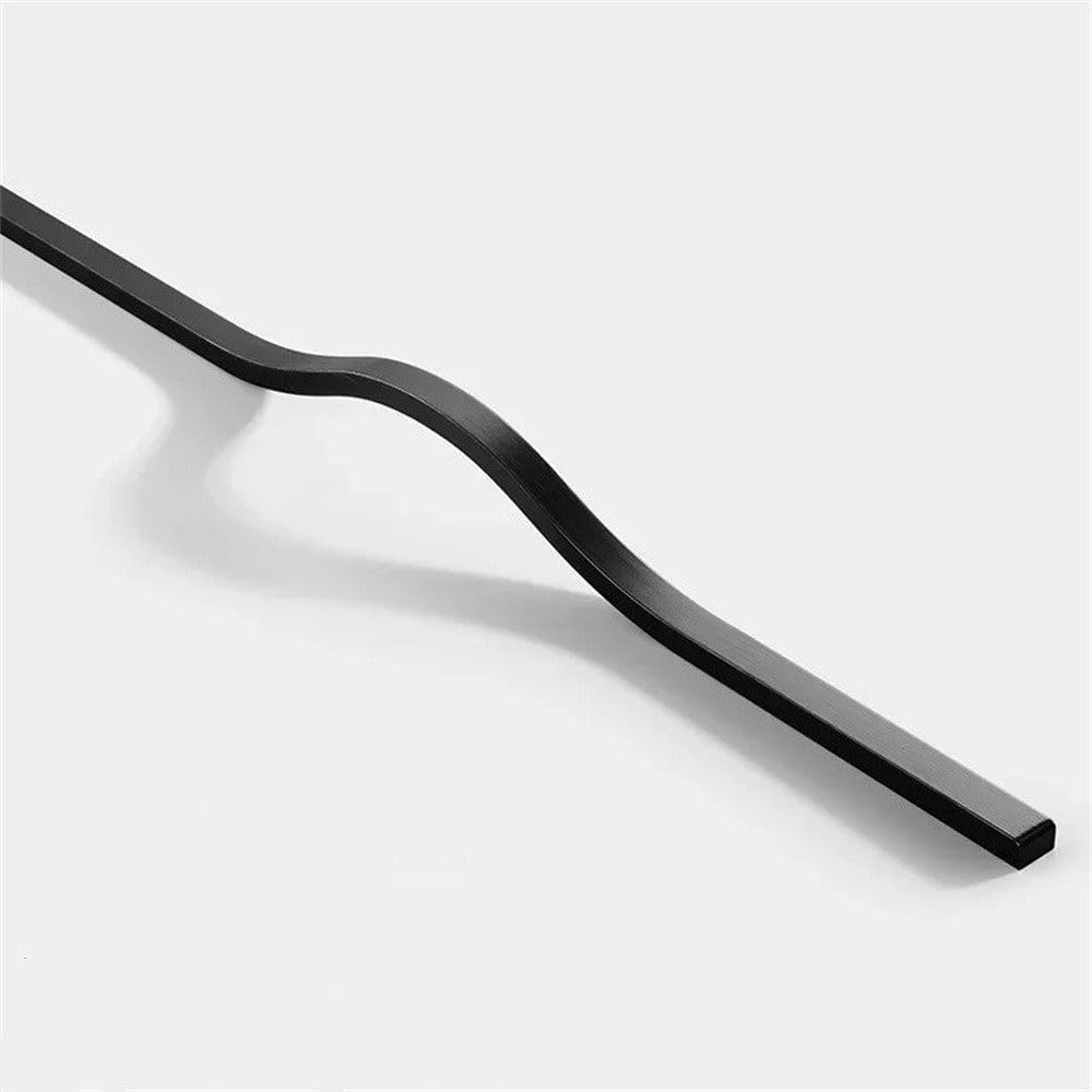 Maniglie per ante di mobili in lega di alluminio semplici, maniglie curve per ante di armadi e cassetti, ferramenta per mobili, nero spazzolato, 500 mm