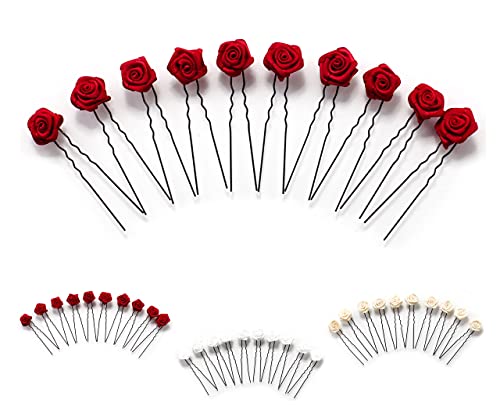 10 rose con forcina - Gioielli per capelli - per