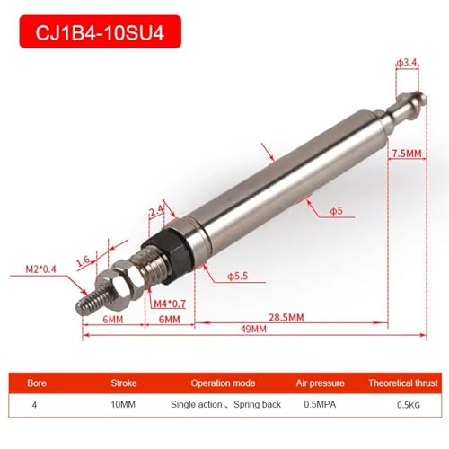 Mini cilindro industrial de acero inoxidable CJ1B con conexión directa de 4mm 3