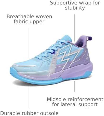Girls Boys Basketball Shoes Youth Cushion Indoor Outdoor School Casual Comfortable Sport Non Slip Sneakers for Unisex-Child image 4