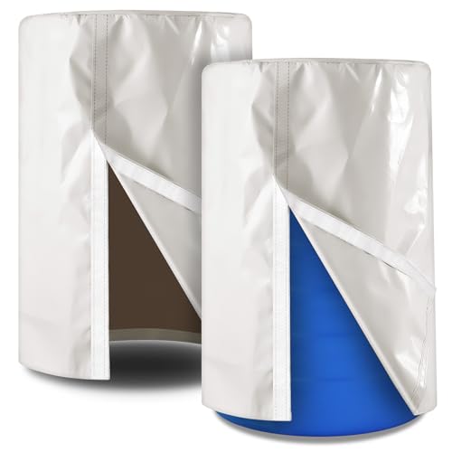 Vincreem 2 Piece 55 Gallon Drum Cover 24 x 36 Inch 55 Gallon Water Barrel Covers Outdoor Waterproof Rain Snow Water Storage Bucket Lid Protective Hook/loop Closure Anti Dust