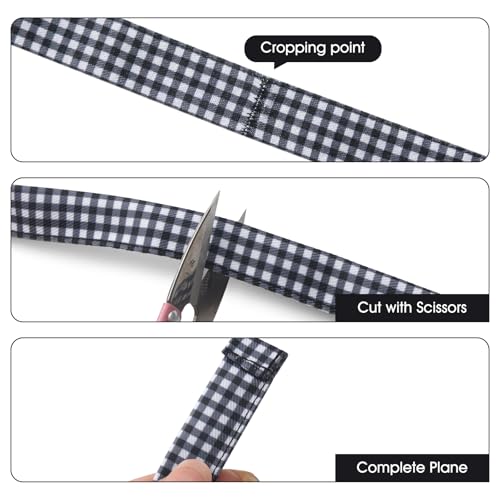 Image of BOHARERS 3-Pocket Waist Apron With Black And White Plaid Shoulder Straps - Black Waitress Waiter Server Short Aprons