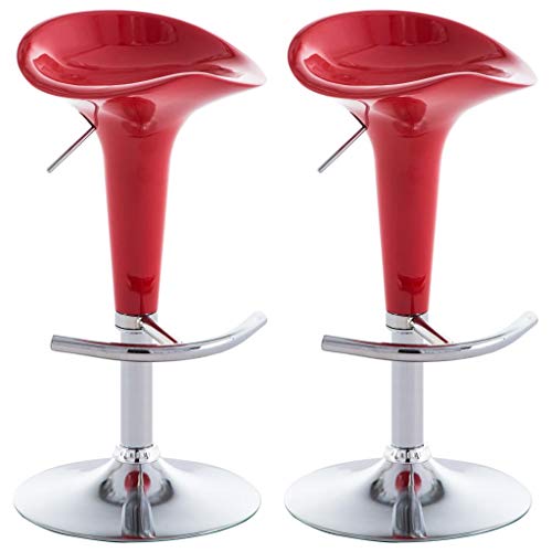 vidaXL 2X Taburetes de Bar de Plástico Rojo Sillas Altas Comedor Cocina Barra