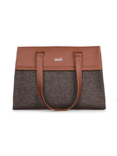 ZOUK Statement Business Bag | Stylish Handbag for Women Office Use | Tote Bags for Woman | Fits 14 Inch Laptop | Water-Resistant | Big Size | Aesthetic Purse | Bristel
