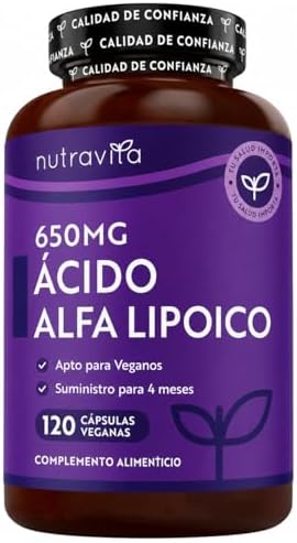 Nutravita Acido Alfa Lipoico 650 mg - 120 ALA Cápsulas de Alta Po...