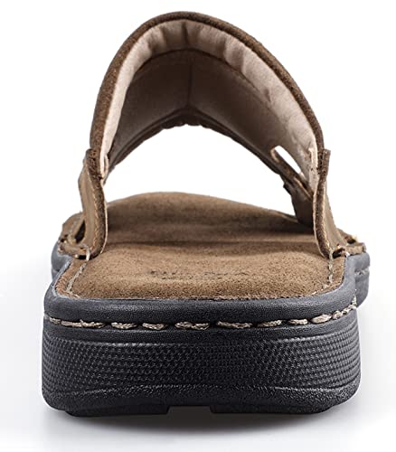 Tiestra Mens Leather Slide Sandals Comfortable Lightweight Summer Casual Beach Slides For Men Indoor & Outdoor Slip On Sandals Brown Eu43 Us10 thumb #4