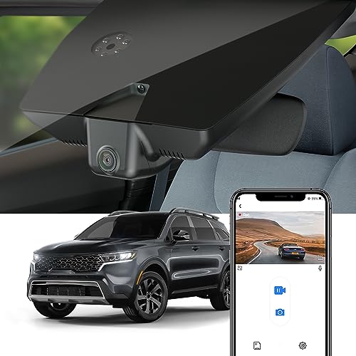 Fitcamx 4K Dash Cam Suitable for Kia Sorento 2021 2022 2023 EX LX Hybrid X-Line S (Part No#P2100), Factory OEM Style, 2160P UHD Video, WiFi & APP, Loop Recording, G-Sensor, Easy to Operate, 64GB Card