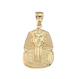 CaliRoseJewelry 14k Egyptian Pharaoh King TUT Pendant in Yellow Gold, 16'