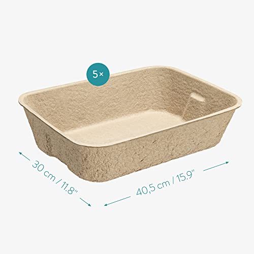 Navaris Disposable Cat Litter Trays (Pack Of 5) - Cardboard Liner Tray For Cats Made Of 100% Paper - Use Alone Or As Box Liners - 15.9" X 11.8" #TOP5