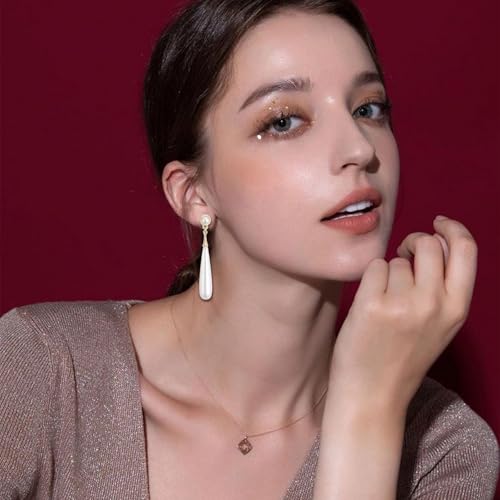 Teardrop Pearl Earrings Vintage Elegant Pearl Drop Earrings Waterdrop Long Dangle Earrings Hypoallergenic Gold Plated Pierced Stud Earrings Bridal Jewelry for Women3