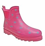 TOSH Chelsea - Botas de agua para mujer, de goma, impermeables, para equitación, Forro cálido rosa turquesa, 37 EU