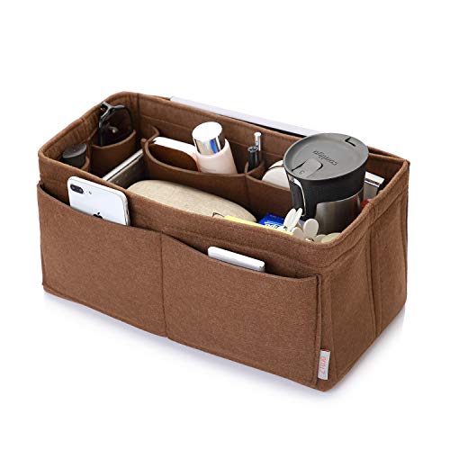 Image of Felt Purse Organizer, Multi Pocket Bag in Bag Organizer For Tote & Handbag Shaper, Speedy 30, Speedy 35 and Speedy 40, Medium, Large, Extra Large (Medium, Coffee)