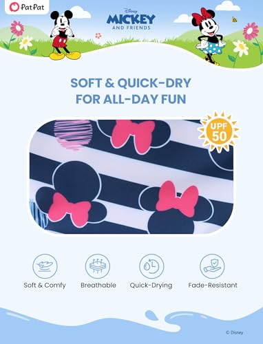 Image of Disney Stitch Minnie Mouse Bikini Swimsuit, 2 Piece Toddler Girls Bathing Suit, Swimwear with Straps & Bow, UPF 50+ Rashguard