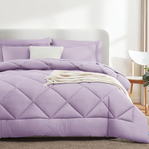 image for CozyLux King Size Comforter Set Light Purple - 7 Pieces Bed in a Bag K