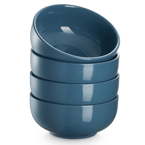 Image of DOWAN 22 OZ Ceramic Soup Bowls & Cereal Bowls - 6 inch Classic Bowls Set of 4 for Soup, Cereal, Oatmeal, Fruit, Rice - Dishwasher & Microwave Safe (Airy Blue)