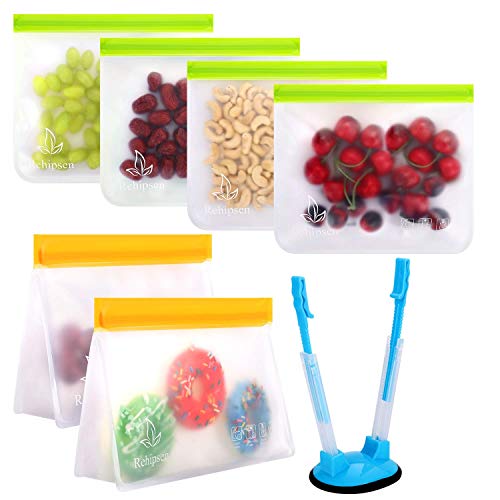 Reusable Storage Bags Ziplock Bags Leakproof for Snacks Fruits Lunch Sandwich Washable FDA