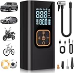 180PSI Tire Inflator Portable Air Compressor, 6X Faster Air Pump for Car Tires with Digital Pressure Gauge, 12V DC Adapter, LED Light, Portable Tire Inflator for Car, Motorcycle, Bike, Balls