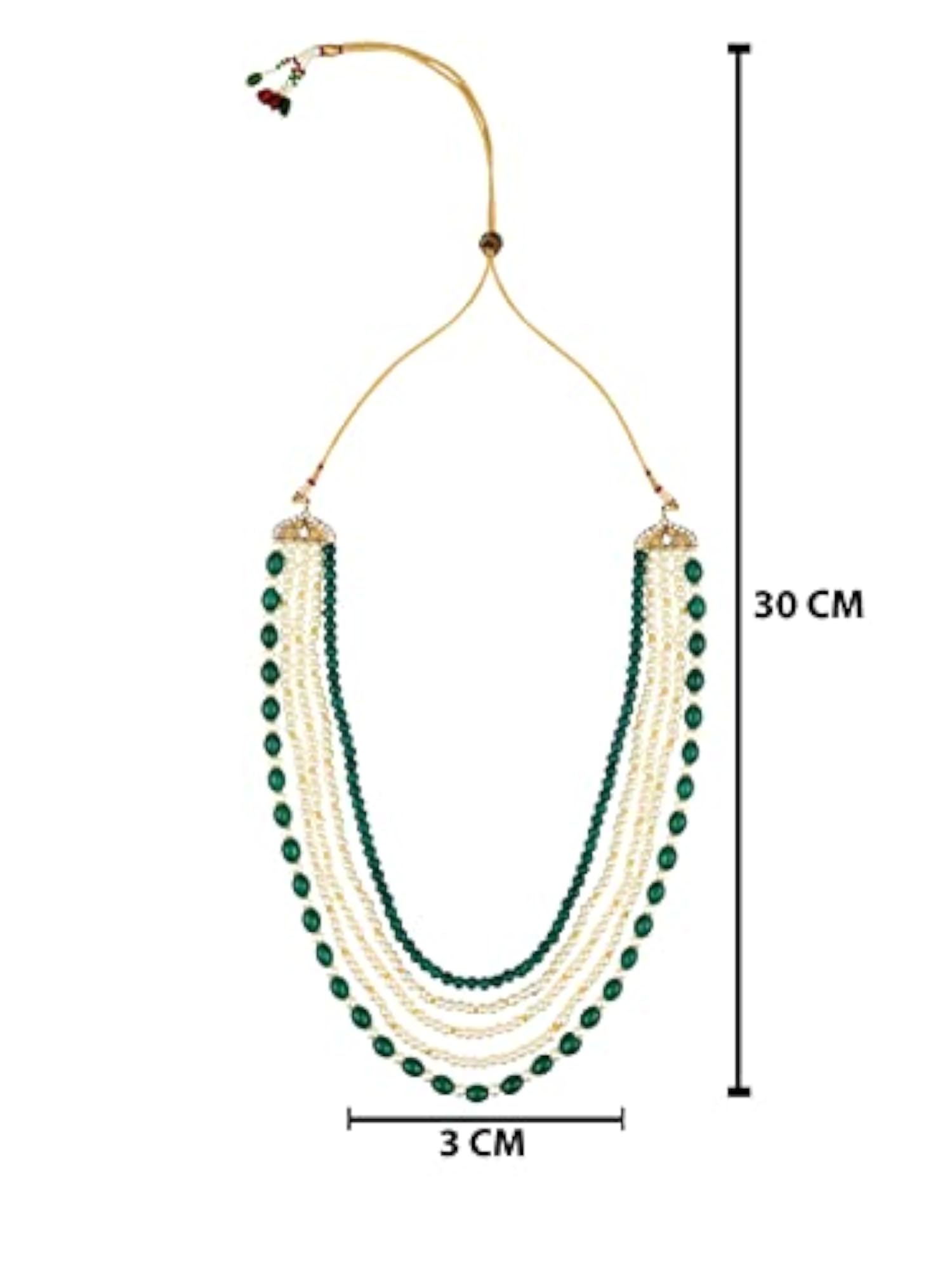5 Layered Gold Plated Dulha Moti Mala Necklace for Men