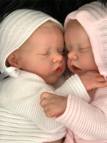 Zero pam Reborn Baby Zwillinge 45CM Reborn Puppen Lebensecht Babypuppen Wie Echtes Baby Echte Baby Puppen Mit Haaren Puppe Wie Echtes Baby – Bild 4