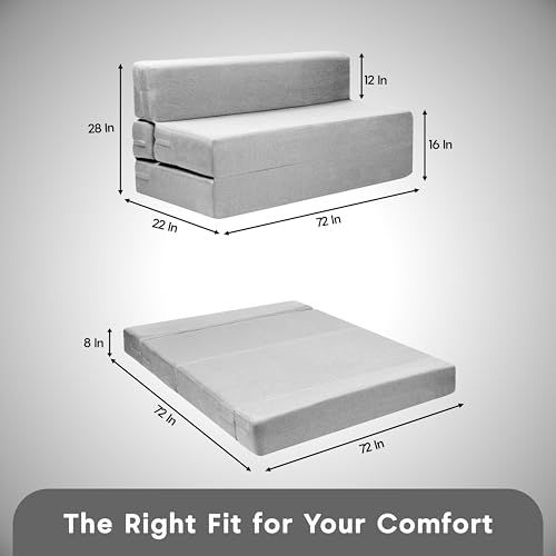 Image of Amazon Brand - Solimo 4 Seater 6 * 6 Jute Fabric Washable Cover Sofa Cum Bed 4 Seater Double Foam Fold Out Sofa Cum Bed (Finish Color - Light Grey Delivery Condition - Pre-Assembled)
