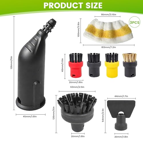 10 Stück Dampfreiniger SC1 SC2 SC3 SC4 SC5 CTK10 CTK20 Zubehör für Kärcher,3 Mikrofaser Tuch,Rundbürstenset Schaberdüse Dampfreiniger Ersatzteile