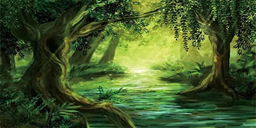 Yeele 20x10ft Spring Forest Trees Backdrop Fairy Wonderland Photography Background Kids Adults Adventure Portrait Shooting Birthday Party Decor Vinyl Photo Studio Props