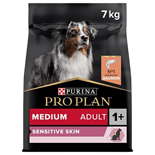 PRO PLAN Medium Adult Sensitive Skin avec OPTIDERMA Riche en Saumon - 7 KG - Croquettes pour chiens adultes de taille moyenne