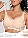OEAK Womens Wireless Bras V Mesh Comfortable Bralette Supportive Tshirt Bra No Underwire Seamless Push Up Everyday Bras Nude M