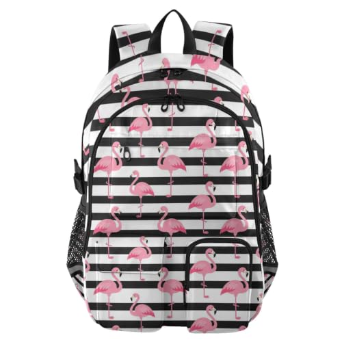 Mochila de 17.5 pulgadas con compartimento acolchado para portátil y diseño de rayas