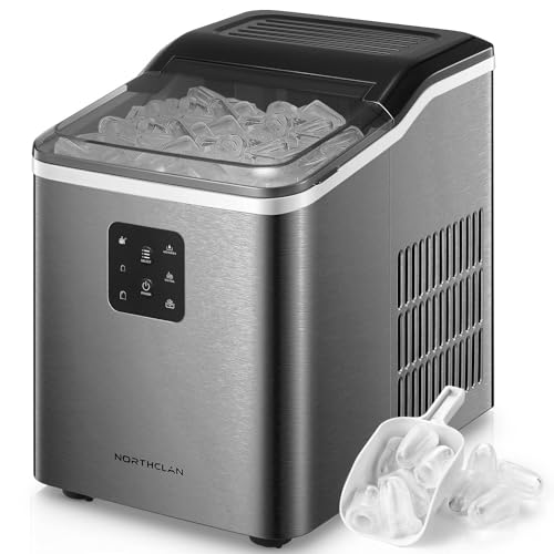 Eiswürfelmaschine 14KG, 6 Min Produktionszeit, Selbstreinigende Ice Maker, 2 Eiswürfel-Größen Eiswürfelbereiter, Leise Eiswürfel Maschine, Infrarot Sensor, Edelstahl, NORTHCLAN Eiswürfelmaschine 14KG, 6 Min Produktionszeit, Selbstreinigende Ice Maker, 2 Eiswürfel-Größen Eiswürfelbereiter, Leise Eiswürfel Maschine, Infrarot Sensor, Edelstahl, NORTHCLAN