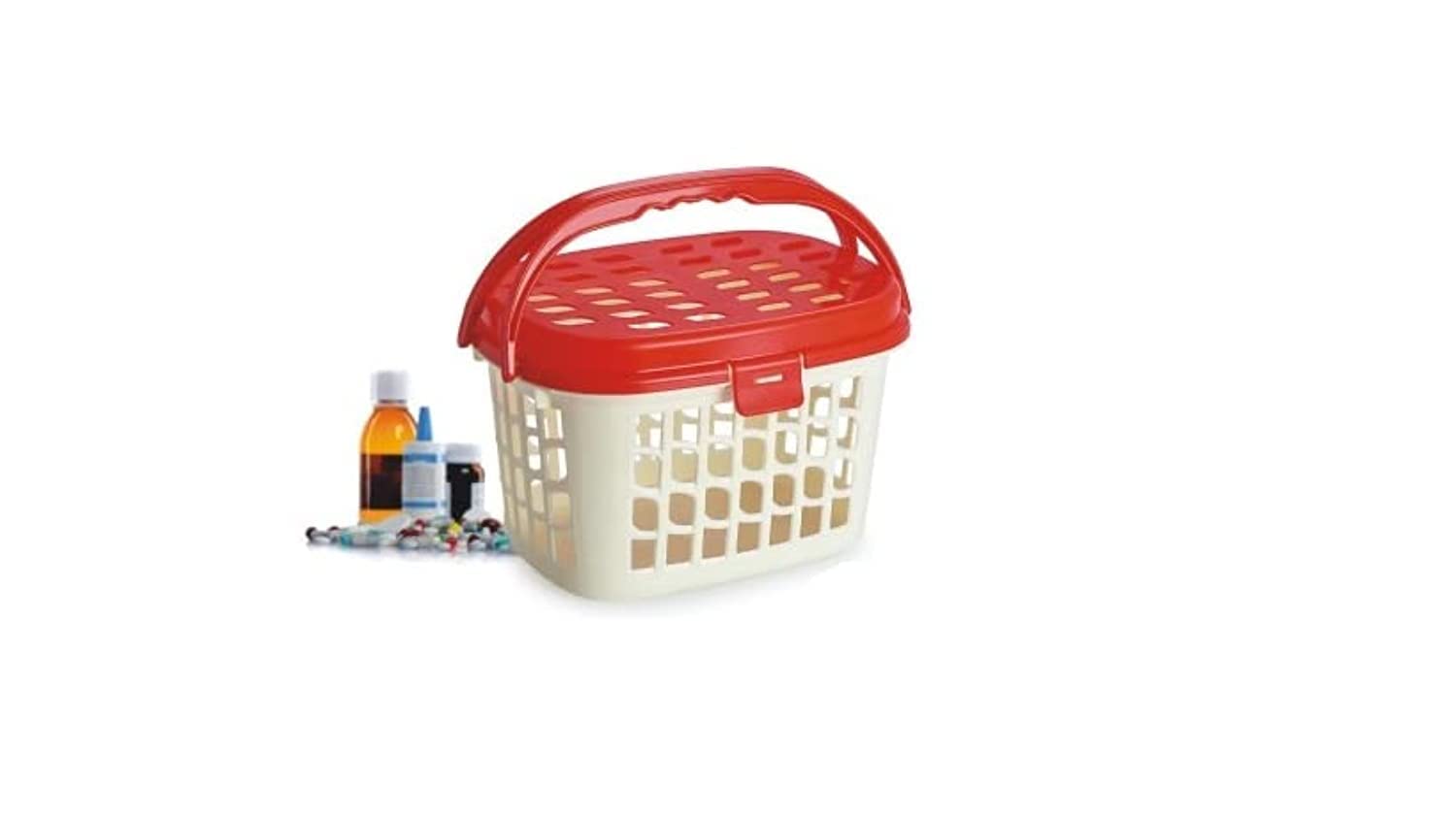 Nakoda Plastic Maharaja Storage Rectangular Basket With Lid Multipurpose Use For Kitchen&Home Organiser Box For Fruits Vegetables,Toys,Stationary Items,Small - Color May Vary,(26.2 X 19 X 16.8) Cm (B0B14FWLH6) Amazon Price History, Amazon Price Tracker