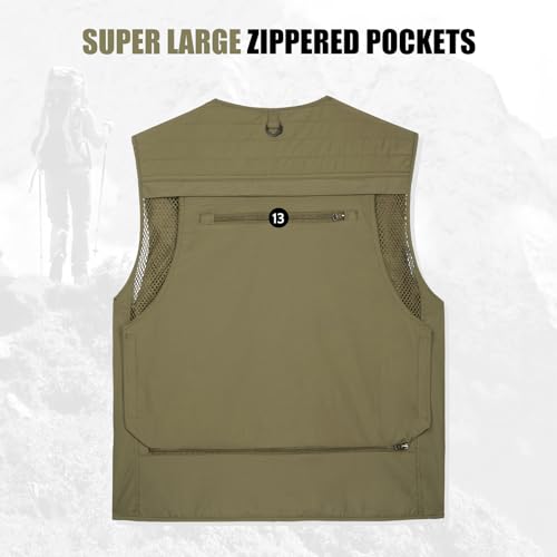 Image of AOTORR Mens Outdoor Work Safari Cargo Photo Travel Fishing Vests for Men with Multi-pockets