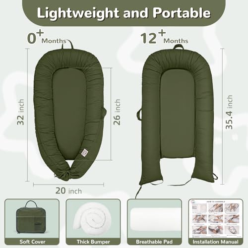 Image of EAQ Baby Lounger, Infant Lounger for Newborn,Portable Baby Nest Cover Breathable & Soft, Newborn Essentials
