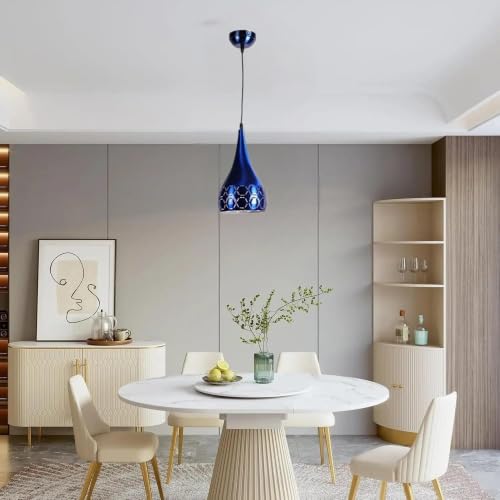 Image of GreyWings Blue Aluminium Hanging Light for Home | Designer Pendant Light with E27 Holder | Modern Ceiling Hanging Lamp for (Bulb is not Included) Small Pack of 2