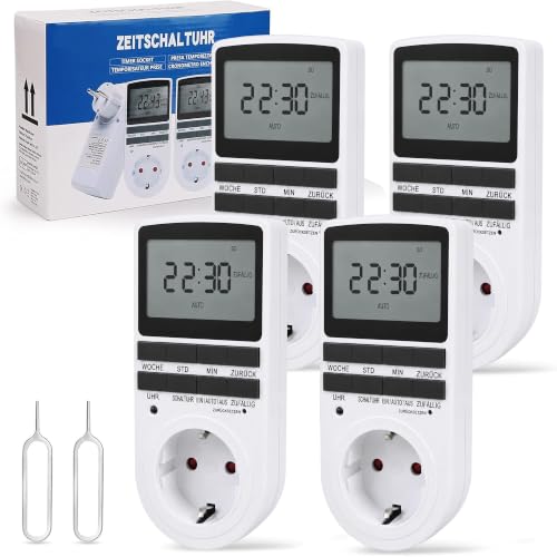 Nach Maß Deutsche Ausführung Zeitschaltuhr Digital - 4 PCS | Digitale Elektrische Zeitschaltuhr Steckdose mit Deutsche System und Tasten… – Ansicht 1
