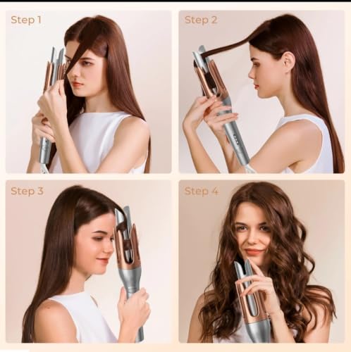 Image of Automatic Hair Curler for Women | One Touch Curling Iron with Ceramic Barrel | Adjustable Temperature 160-215C | Anti-Scald & 360 Swivel Cord | Easy Salon Style Curls for All Hair Types