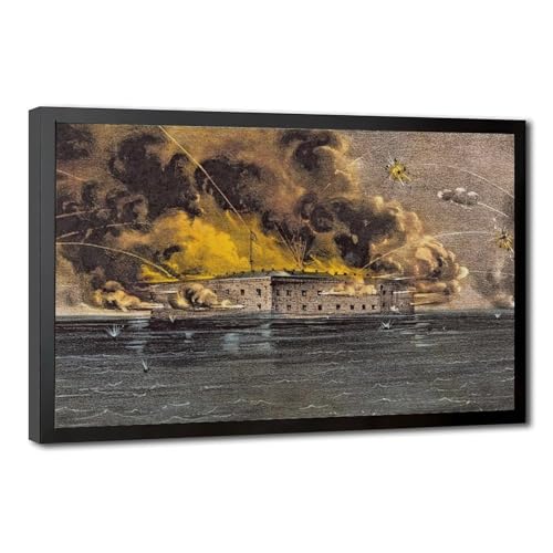 Tableau de Fort Sumter à Charleston poster historique sur toile encadrée de 61x91 cm
