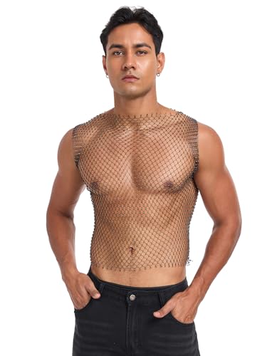 CYCLAMEN Rhinestone Mens Tank Tops Fishnet Sparkly Diamond Sleeveless Shirt See Through Festival Sexy Outfits Rave Party4