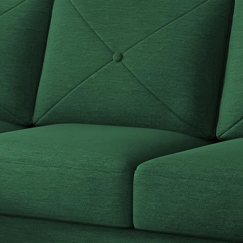 Image of Baloney LHS 6 Seater L Shape Sofa Set with Center Table for Living Room (Green Fabric) Premium Fabric Sofa