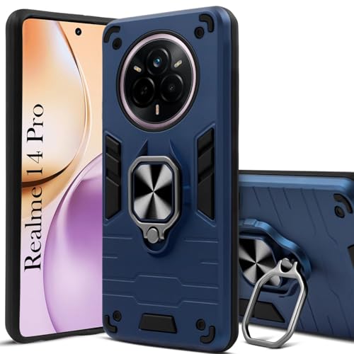 Image of AIBEX Armor Back Cover Compatible for Realme Narzo 80 Pro 5G / Realme 14 Pro 5G| Rugged Shockproof Case with Ring Holder & Kickstand | Military-Grade Protection | Magnetic Car Mount Compatible