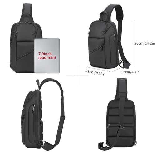 AOKING Mens Sling Bag, Waterproof Cross Body Bag Men's Shoulder Bags Crossbody Sling Backpack, Lightweight One Strap Backpack(8.3x4.7x14.2inches)2