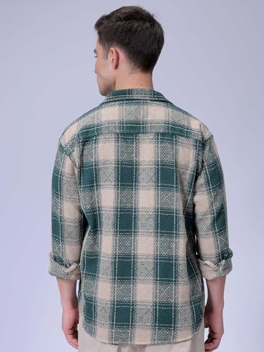 Image of The Indian Garage Co Men Relaxed Fit Checkered Full Sleeves Cutaway Collar Casual Shirt