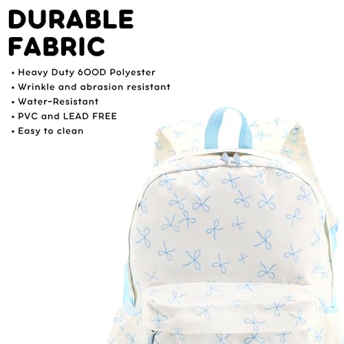 Image of J World Oz Middle School Backpack for Kids. Cute Laptop Bookbag for Girls Boys, Blue Bows