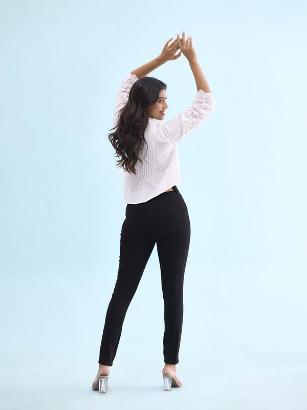 Image of GO COLORS Soft Cotton Blend Skinny Jeans Full Length for Women| Breathable, Mid Rise