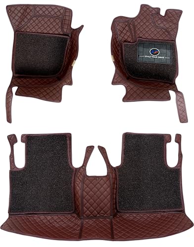 Image of Autofurnish Luxury 7D Car Mat Full Set for Mahindra XUV700 (6 Seater) 2024 || Luxury Leather Dual-Stitch Full Set 7D Car Floor Mat || 100% Waterproof || Color : Coffee Coffee