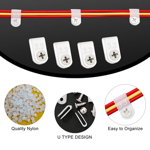 VooGenzek 100 PCS 1/8 Inch U-Type Cable Clip Wire Clamp, Nylon Screw Mounting Cord Fastener Clips with 100 PCS Screws - Image 3