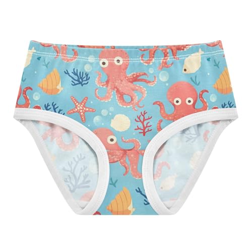 Wusikd Octopus Coral Girls' Underwear Cotton Shells Girls Briefs Soft Toddler Underwear 2T